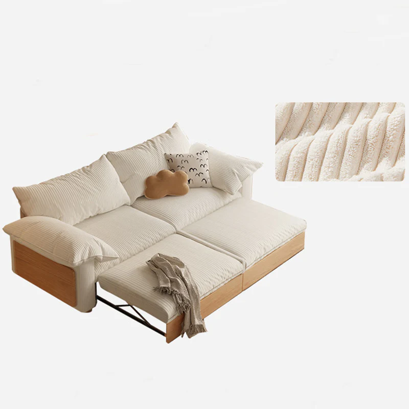 Japandi pull‑out sleeper sofa